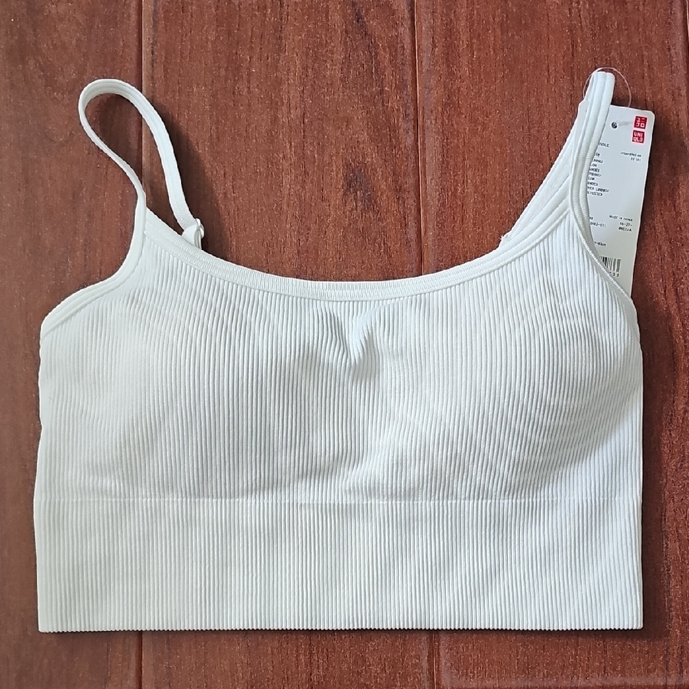 Uniqlo Women's White Ribbed Bralette